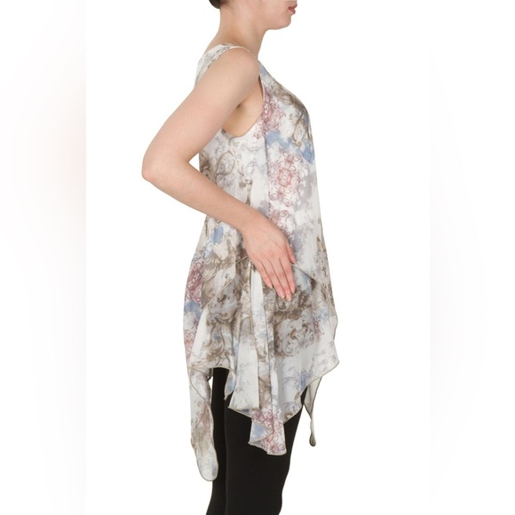 Silk Ruffle Asymmetrical Flowy Blouse Top Women’s size L - Picture 6 of 8